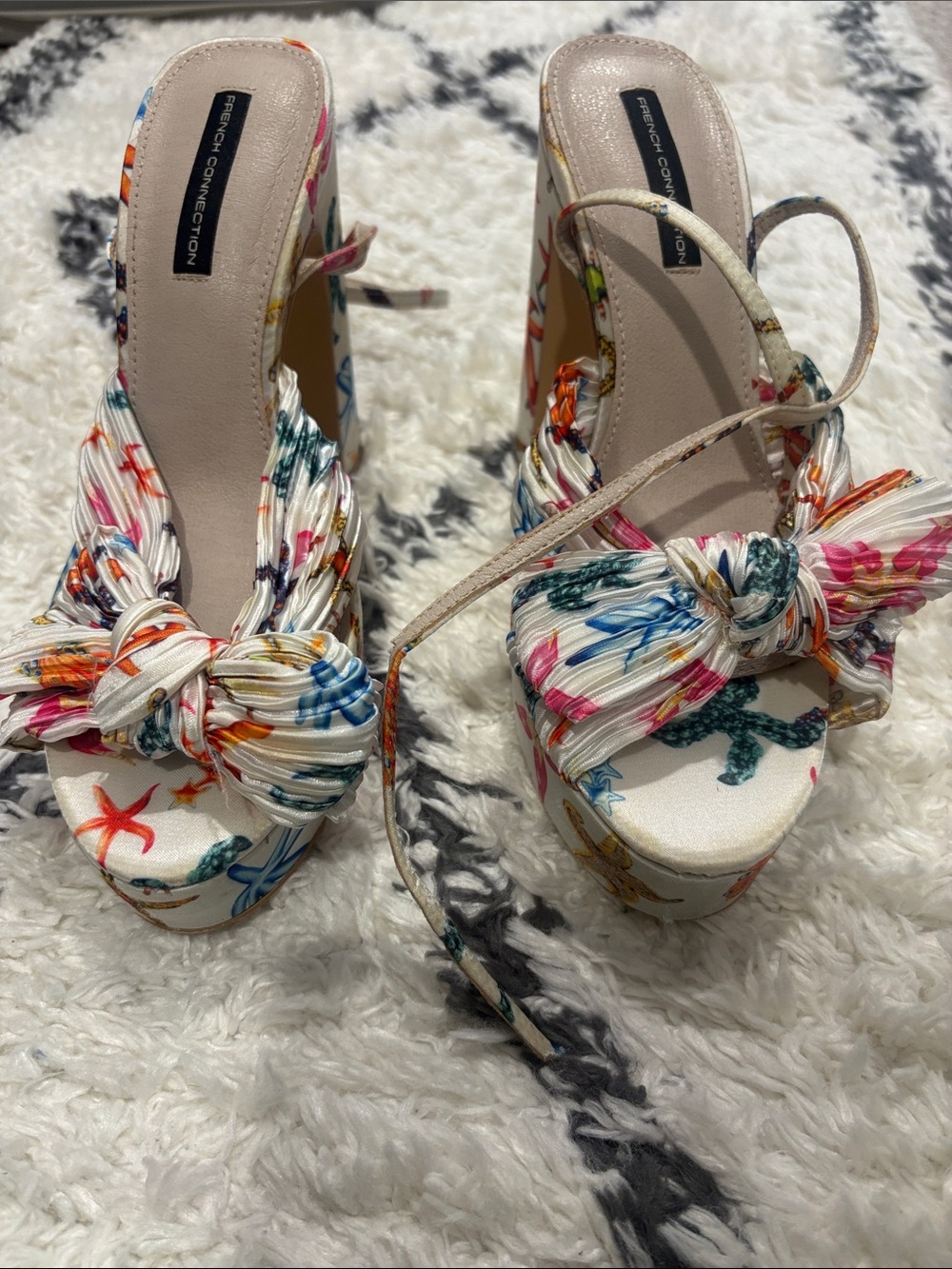 French Connection Beach Print Platform Heel